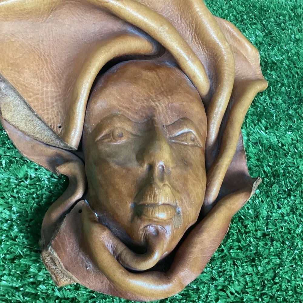 Leather Mask Face Sculpture Wall Art